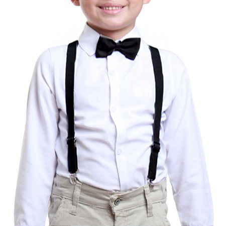 Kit Suspensório e Gravata Borboleta Infantil Preto
