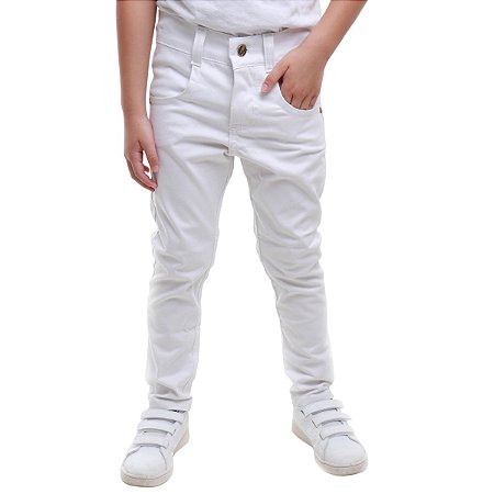 Calça Jeans Menino Branca Juvenil Tamanho 10, 12, 14 E 16 - Pó-Pô-Pano