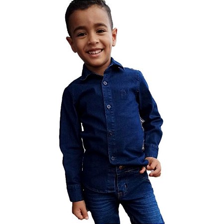 Camisa jeans infantil masculina - Pó-Pô-Pano