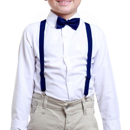 Kit Suspensório e Gravata Borboleta Infantil Azul Marinho