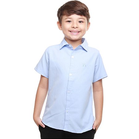 Camisa social Infantil e juvenil manga curta azul claro 1 ao 16 - Pó-Pô-Pano