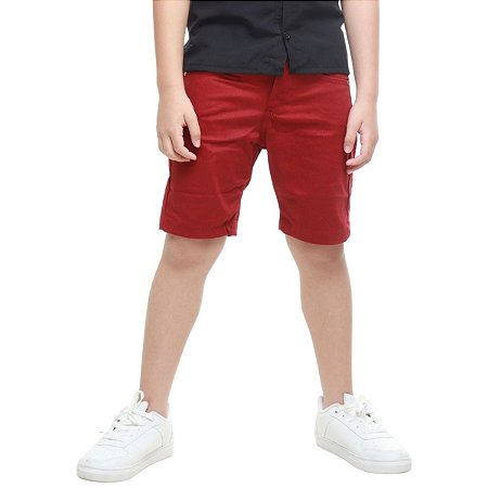 Bermuda Infantil Juvenil Menino Short Sarja bordô 1 ao 16