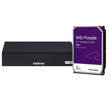 Gravador Digital de vídeo com 4 Canais Intelbras MHDX 1004-C Full HD Compressão de Vídeo H.265 + Hd 2TB Purple Western Digital