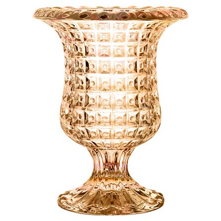 Vaso Decorativo Cristal C Pé Flores Aparador Mesa Casa Ambar