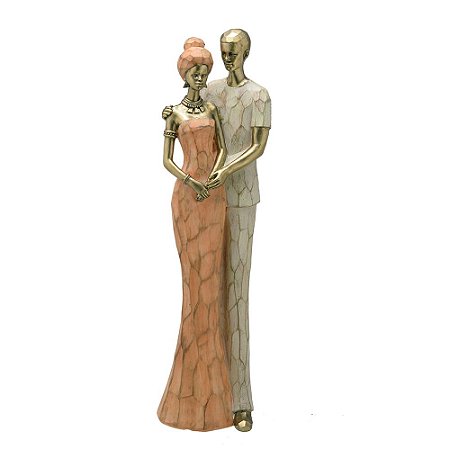 Estatueta Decorativa Casal Africano Decoração Sala Mesa Luxo