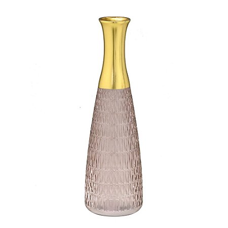 Vaso Decorativo Rose Dourado Luxo Moderno Sala Casa Longo