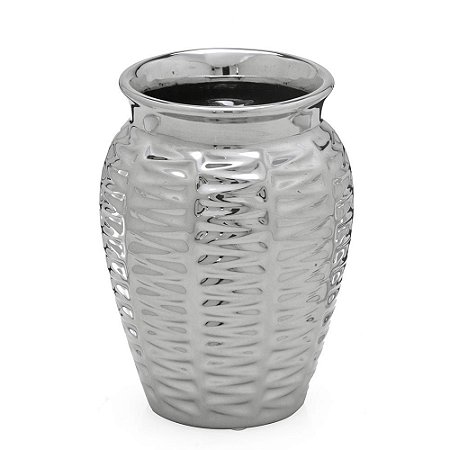 Vaso Decoração Prateado Moderno Luxo Mesa Sala Aparador