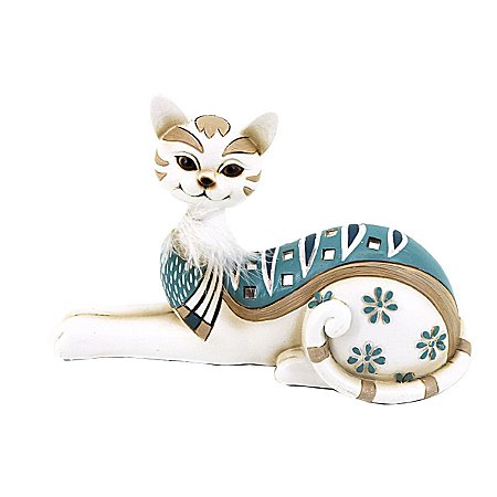 Escultura Decorativa Gato Luxo Enfeite Decorativo Casa