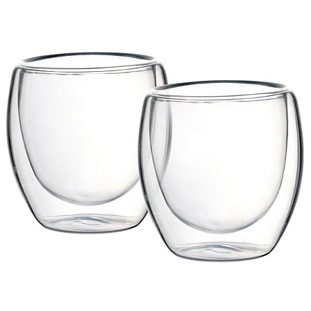 Conjunto 2 Copo Café Parede Dupla Borossilicato 90 ml