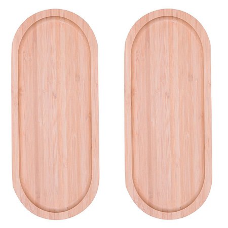 2 Bandeja Oval Em Bambu Travessa Gamela 34 x 15 cm Servir