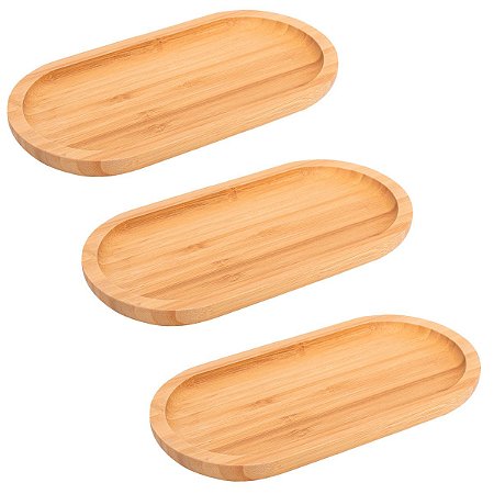 3 Bandeja Oval Bambu Travessa Gamela 24 x 13 cm Petisqueira