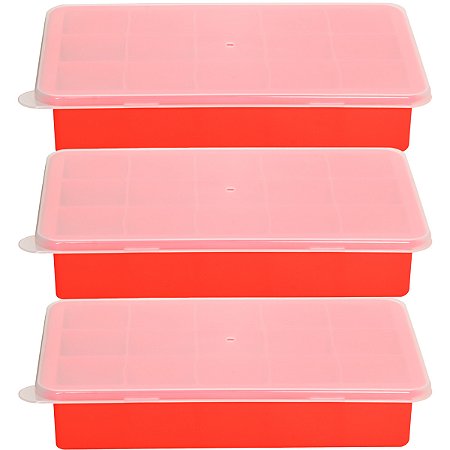 3 Forma Gelo Silicone Flexivel Com Tampa 15 Cubos Sem BPA