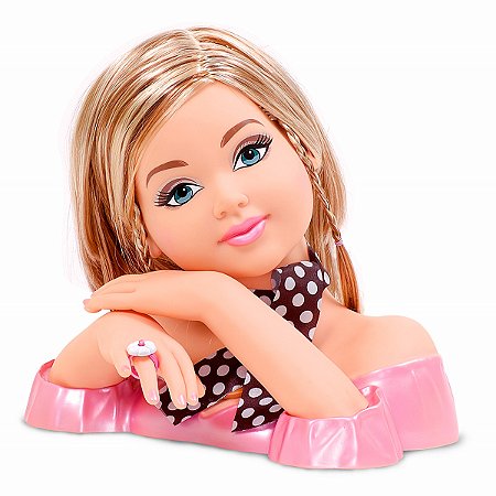 Boneca Charmosa Busto Com Acessórios Penteado Fala Frases