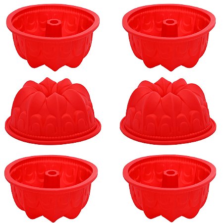 4 Forma Bolo Silicone Pudim Pequena Redonda Antiaderente