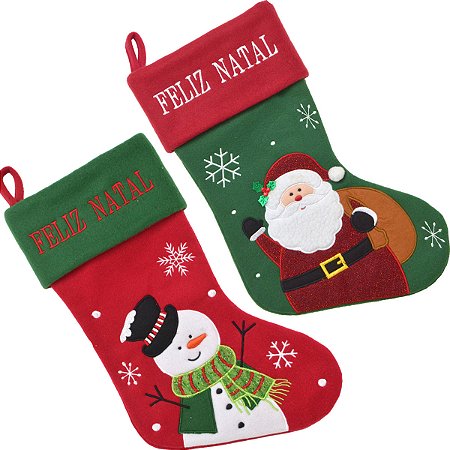 2 Enfeite Natal Bota Natalina Verde Vermelho Presente Grande