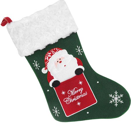 Enfeite Natal Bota Natalina Verde Grande Papai Noel Luxo
