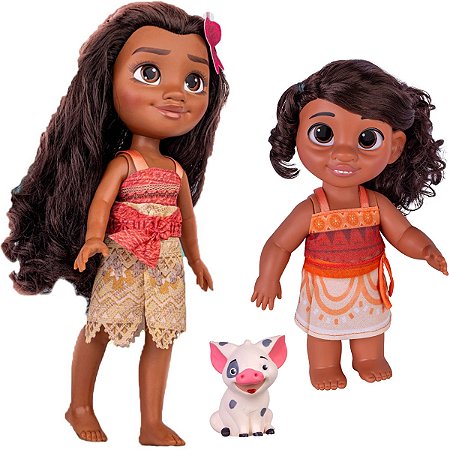 Boneca Moana Grande Porquinho Puá + Simea Disney Original