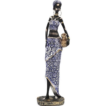 Estatueta Mulher Africana Decorativa Grande Decoração Vaso