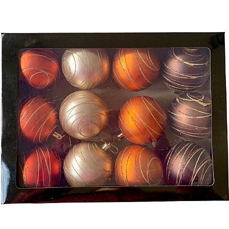 12 Bolas Decoração Arvore de Natal Premium Mocha Mousse Luxo