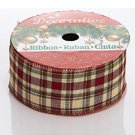 Fita Natalina Xadrez Para Decoração de Natal 6,5 cm x 10 M