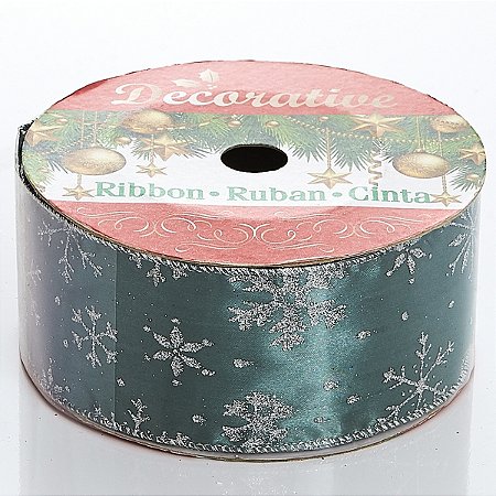 Fita Natalina Verde Para Decoração de Natal 6,5 cm x 10 M
