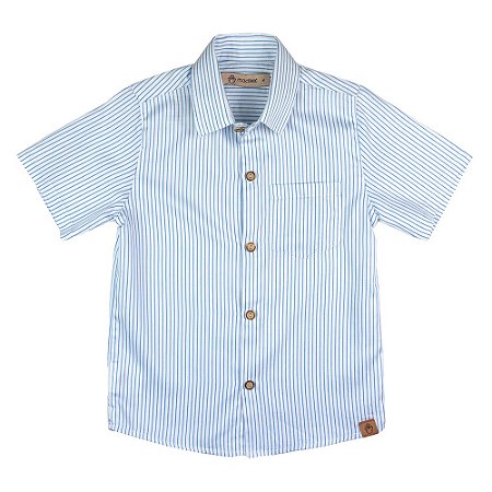 Camisa Social Listra Azul