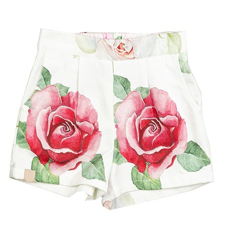 Short Alfaiataria Pregas Rosas