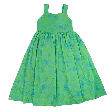 Vestido Midi Bordado Verde