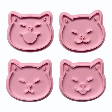 Kit cortadores/carimbos de biscoito gato 6cm