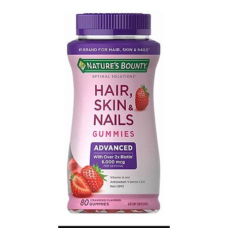 Hair Skin Nails Advanced Biotina 6000mcg 80 Gummies