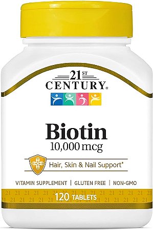 Biotin 10.000mcg - 21st Century - 120 tablets (dura 4 meses)
