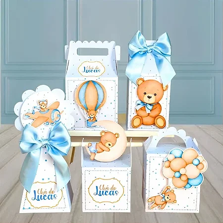 Caixas Personalizadas Chá de Bebê Urso Azul