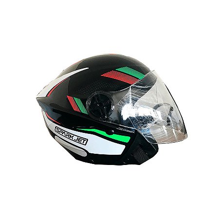 Capacete Verde e Vermelho Sting Nº58 Spark Jet