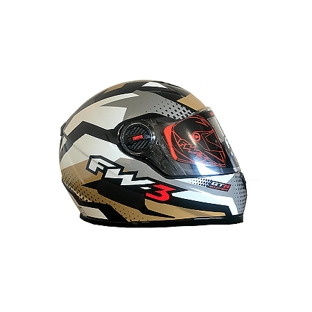 Capacete Dourado, Cinza e Branco FW3 Nº60 GTN Super