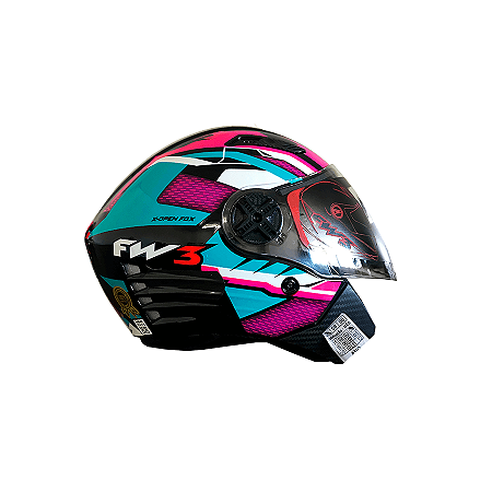Capacete Azul, Roxo e Preto (c/ óculos) FW3 Nº60 X-Open Fox