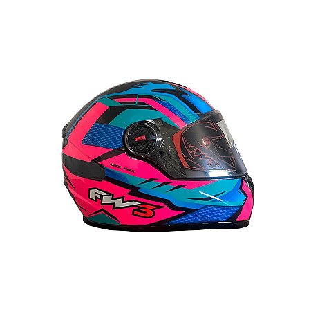 Capacete Rosa e Azul Tiffany FW3 Nº58 GTX Fox