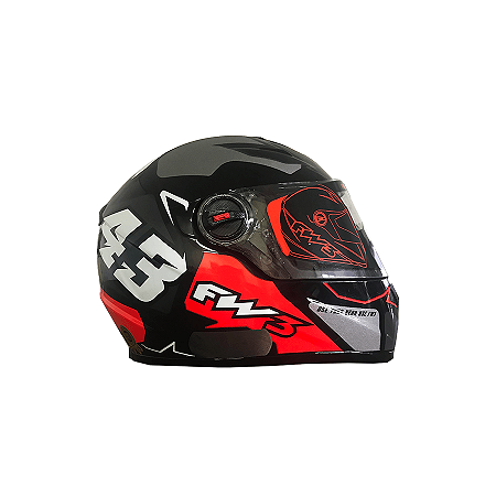 Capacete Grafite, Vermelho e Branco FW3 Nº60 GTX 43