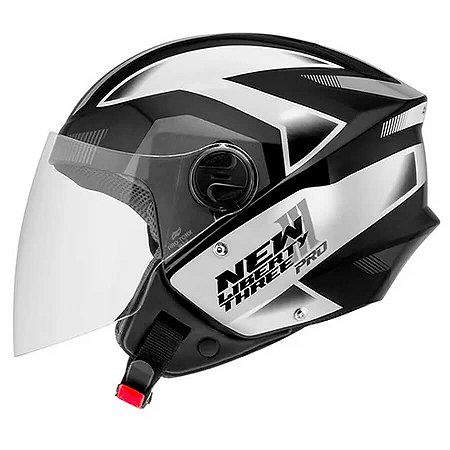 Capacete New Liberty Three Pro - Preto/Cinza Brilhante (56)
