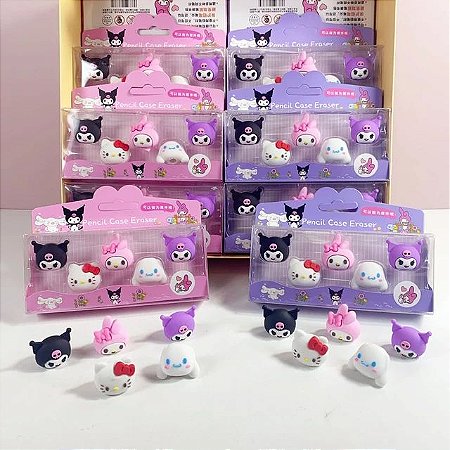 Kit Borracha Com 4 Personagens Sanrio Hello Kitty