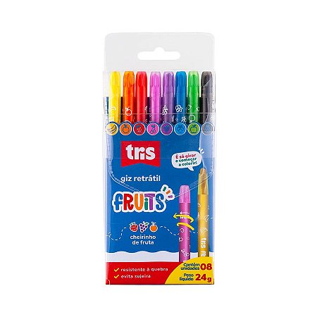 Giz Retrátil Fruits - 8 Cores e Cheiros Sortidos
