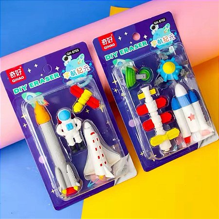 Kit 4 Borrachas Astronauta Espaço