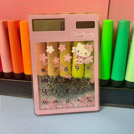 Calculadora Touch Transparente Solar - Hello Kitty