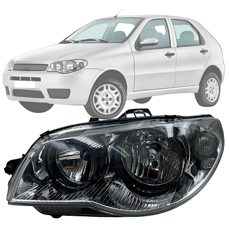 FAROL PALIO 2004 A 11 MÁSCARA CROMADA ARO PRETO LD ESQUERDO