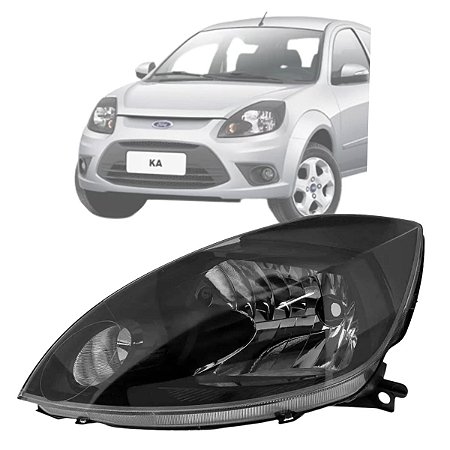 FAROL FORD KA 2008 A 2012 LADO ESQUERDO MASCARA NEGRA