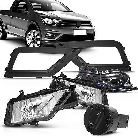 KIT FAROL MILHA SAVEIRO G7 2017/2019 COM MOLDURAS E BOTÃO