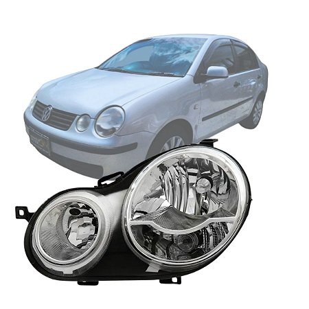 FAROL DIANTEIRO POLO 2003/2006 MASCARA CROMADA LADO ESQUERDO