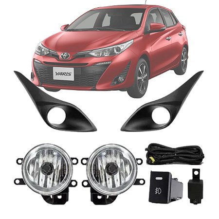 KIT FAROL DE MILHA YARIS 2018/2020 COM BOTAO MODELO ORIGINAL