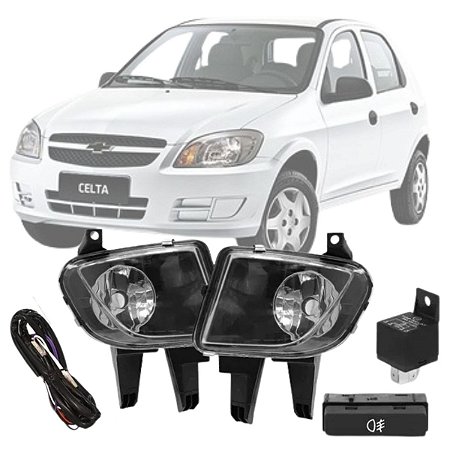 KIT FAROL MILHA NEBLINA CELTA 2012/2015 BOTÃO MOD ORIGINAL