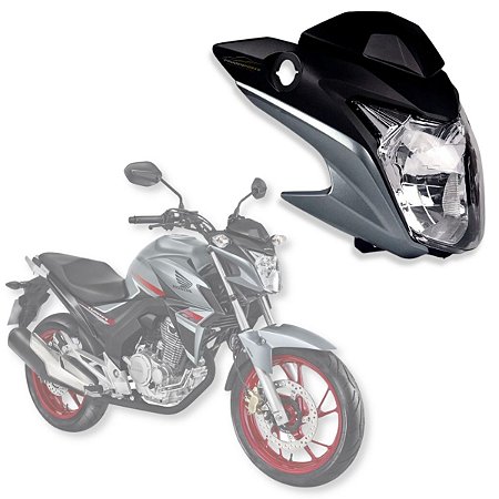 FRENTE FAROL E CARENAGEM CB 250 TWISTER CINZA METÁLICO 2016