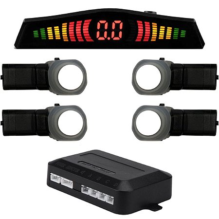 SENSOR DE ESTACIONAMENTO RÉ 4 SENSORES COM DISPLAY BRANCO